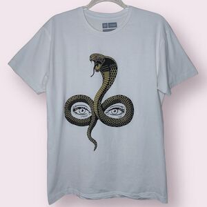 Chomp Men's L Snake & Eyes Graphic Print 100% Cotton White Short Sleeve T-Shirt